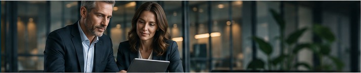 Two senior consultants reviewing a client plan together